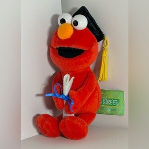 Vintage Sesame Street Elmo Plush with Graduation Cap